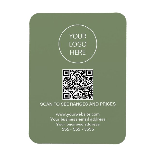 Logotyp QR Code Modern Sage Grönt Magnet (Vertikal)