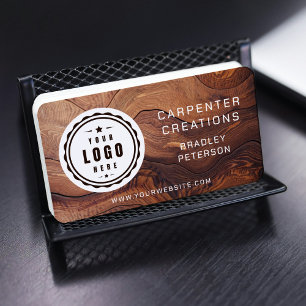 Logotyp QR Code Modern Wooden Carpentry Constructi Visitkort