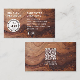 Logotyp QR Code Modern Wooden Carpentry Constructi Visitkort
