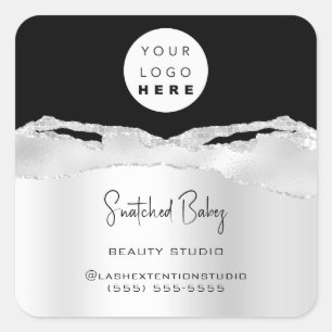 Logotyp QR Code Online Shop Glitter Silver Grått Fyrkantigt Klistermärke
