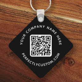 Logotyp, QR-dubbla och anpassningsbar, svart sida Nyckelring
