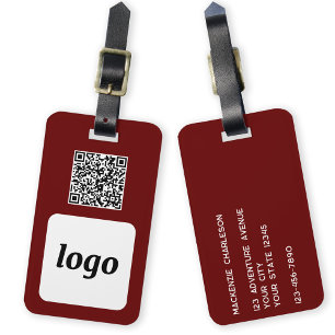 Logotyp QR-kod Burgundy Business Promoting Bagagebricka