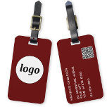 Logotyp QR-kod Burgundy Business Promoting Bagagebricka<br><div class="desc">Enkel logotyp för ditt företag. Byt ut logotyp,  QR-kod och information mot din egen och ändra bakgrunden färg i designen verktyg för att anpassa den. Perfekt för som marknadsföringsobjekt till ge till kunder,  kunder och anställda samt för affärsresor och affärsutställningar.</div>