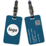 Logotyp QR-kod Business Teal-Grönt Bagagebricka<br><div class="desc">Enkel logotyp för ditt företag. Byt ut logotyp,  QR-kod och information mot din egen och ändra bakgrunden färg i designen verktyg för att anpassa den. Perfekt för som marknadsföringsobjekt till ge till kunder,  kunder och anställda samt för affärsresor och affärsutställningar.</div>