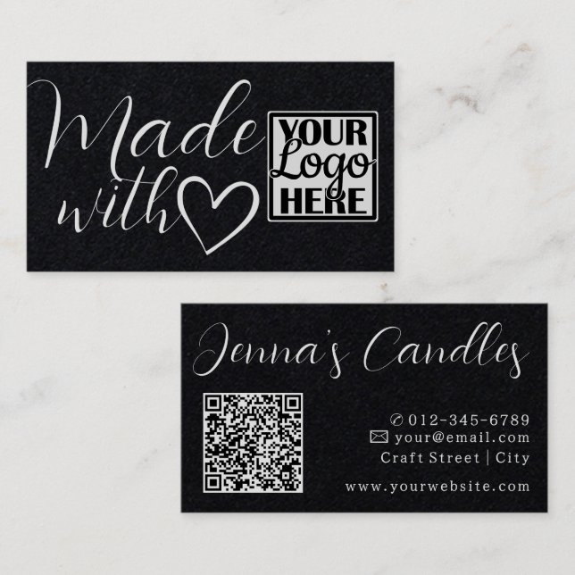 Logotyp QR-kod enkel kraftfull Papper med Kärlek Visitkort (Fram/baksida)