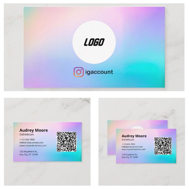 Logotyp QR-kod Esthetician Visitkort (Logo QR Code Esthetician Business Card
)