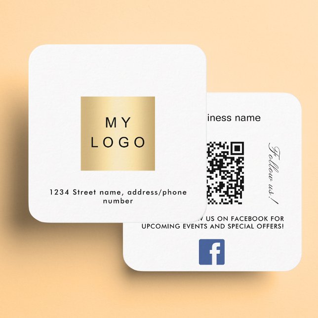 Logotyp QR-kod Facebook följer oss färg Fyrkantigt Visitkort (Skapare uppladdad)