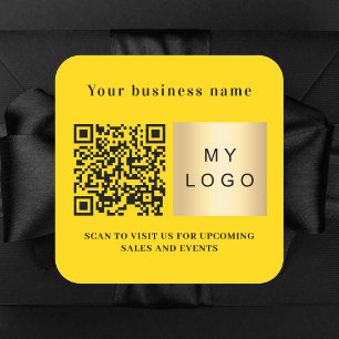 Logotyp qr-kod för Business namn gult Fyrkantigt Klistermärke