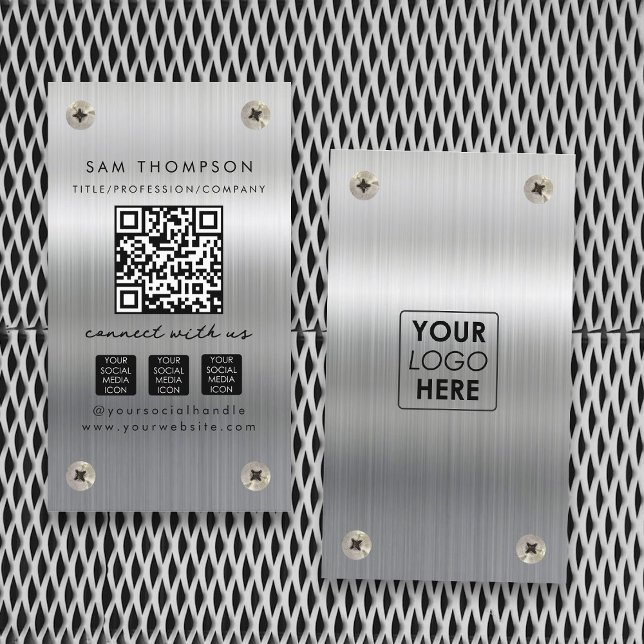 Logotyp QR-kod för byggentreprenör Social Visitkort (Construction Contractor Logo QR Code Social Business Card)