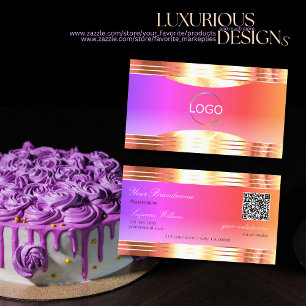 Logotyp QR-kod för Exquisite Colorful Ro Guld Grän Visitkort