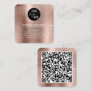 Logotyp QR-kod för företaget Brushed Metallic Ro G Fyrkantigt Visitkort