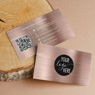 Logotyp QR-kod för företaget Brushed Metallic Ro G Visitkort