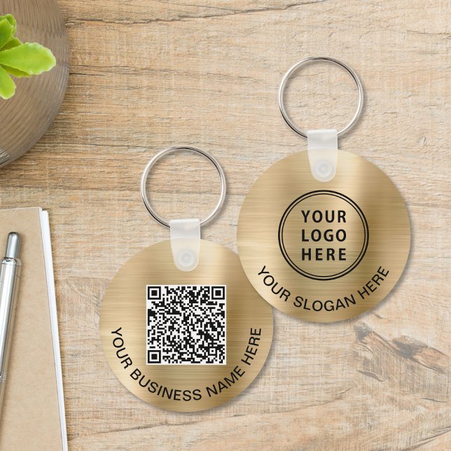 Logotyp QR-kod för främjande av Guld Nyckelring (Logo QR Code Promotional Gold Keychain)