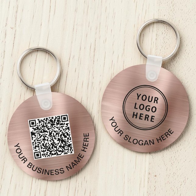 Logotyp QR-kod för främjande av Ro Guld Nyckelring (Business Logo QR Code Promotional Rose Gold Keychain)