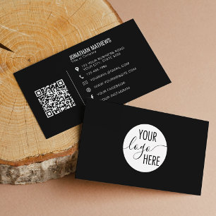 Logotyp QR-kod för svartvit Professionell Visitkort