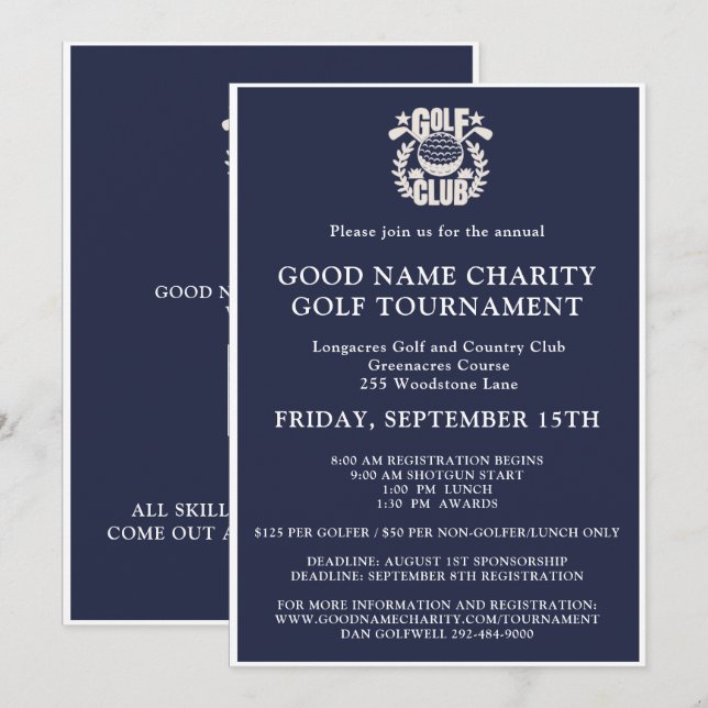 Logotyp QR-kod för välgörenhetstävling i golf Inbjudningar (Fram/baksida)
