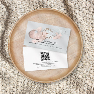 Logotyp QR-kod Fotoöverlägg för nyfödda fotografie Visitkort