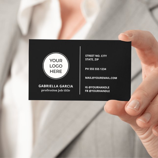 Logotyp QR-kod Generic Design Black Affärskort Visitkort (Front side of card shown in 3.5 x 2.0 inch, add your QR Code and webpage on the back side.)