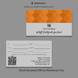 Logotyp QR-kod Grått Black Orange Gift-certifikat Visitkort