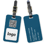 Logotyp QR-kod - Grönt för säljfrämjande åtgärder  Bagagebricka<br><div class="desc">Enkel logotyp och QR-koddesign för ditt företag. Ersätt logotyp-,  QR-måladress-URL:en och namn och adress-informationen med din egen - eller lämna den tomma baksidan. Ändra bakgrunden färg i designen verktyg för att anpassa. Perfekt för att vara en marknadsföringspost till ge för kunder,  kunder och anställda,  samt för affärsresor och affärsutställningar.</div>