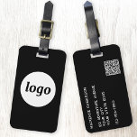 Logotyp QR-kod Minimalist Black Business Bagagebricka<br><div class="desc">Enkel logotyp för ditt företag. Byt ut logotyp,  QR-kod och information mot din egen och ändra bakgrunden färg i designen verktyg för att anpassa den. Perfekt för som marknadsföringsobjekt till ge till kunder,  kunder och anställda samt för affärsresor och affärsutställningar.</div>