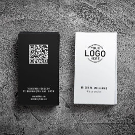 Logotyp QR-kod Minimalistisk vit svart modern Anpa Visitkort
