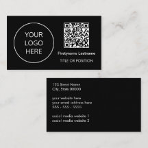 Logotyp QR-kod Modern Black Affärskort