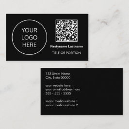 Logotyp QR-kod Modern Black Affärskort Visitkort