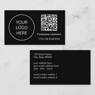Logotyp QR-kod Modern Black Affärskort Visitkort