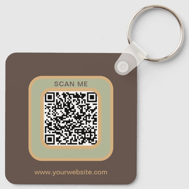 Logotyp QR-kod Nyckelring i jordnära färg dubbelsi (Baksida)