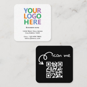 Logotyp QR-kod och text anpassad personlig Fyrkantigt Visitkort