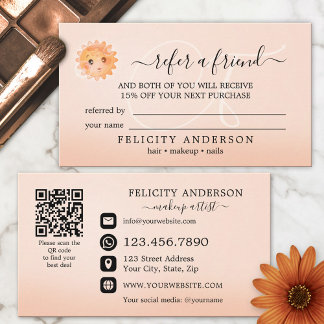 Logotyp QR-kod Peach Beauty Rekommendationskort Rabattkort