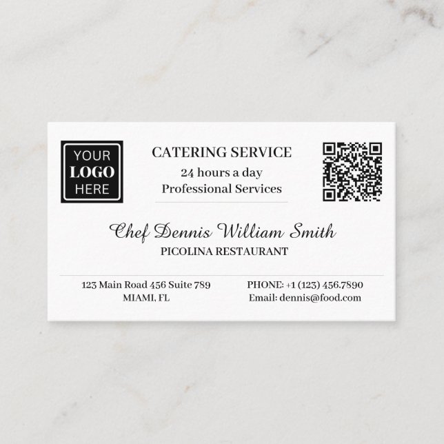 Logotyp QR-kod Restaurang Catering Service Visitkort (Framsida)