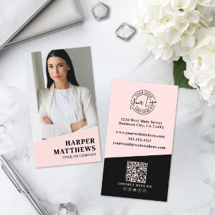 Logotyp QR-kod Rosenskär Rosa Visitkort