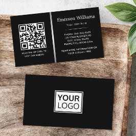 Logotyp QR-kod silvergrå gradientavdelare svart Visitkort