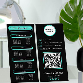 Logotyp & QR-kod Skönhetssalong Tjänster Meny Teal