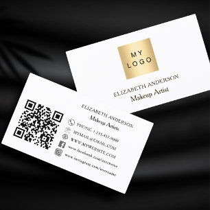 Logotyp Qr-kod social mediefvit svart premie Visitkort