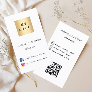Logotyp Qr-kod social mediefvit svart premie Visitkort