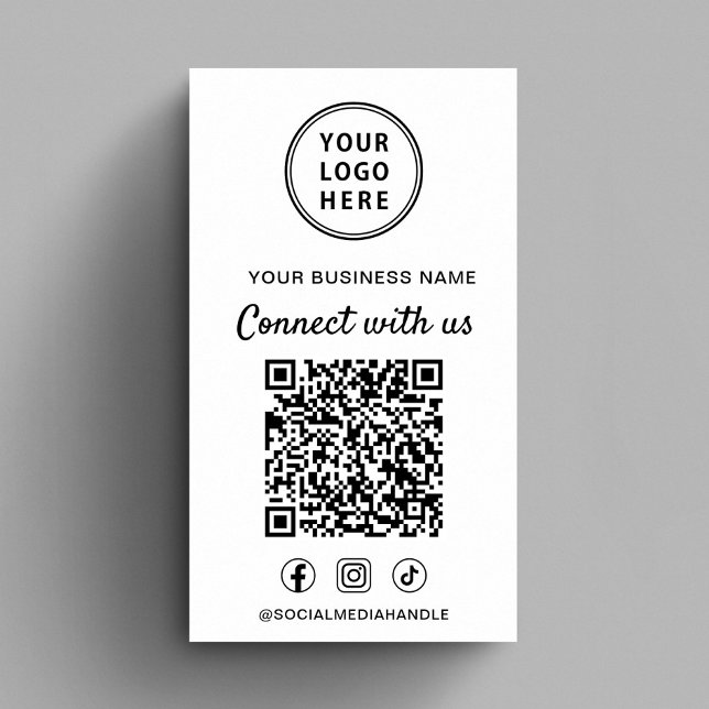 Logotyp QR-kod Sociala Medier Kontakta Oss Visitkort (Logo QR Code Social Media Connect With Us Business Card)