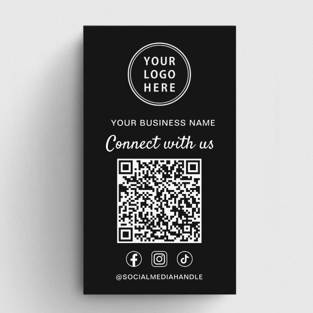 Logotyp QR-kod Sociala Medier Kontakta Oss Visitkort (Logo QR Code Social Media Connect With Us Business Card)