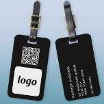Logotyp QR-kod Svart affärsmarknadsföring Bagagebricka<br><div class="desc">Enkel logotyp och QR-koddesign för ditt företag. Ersätt logotyp-,  QR-måladress-URL:en och namn och adress-informationen med din egen - eller lämna den tomma baksidan. Ändra bakgrunden färg i designen verktyg för att anpassa. Perfekt för att vara en marknadsföringspost till ge för kunder,  kunder och anställda,  samt för affärsresor och affärsutställningar.</div>