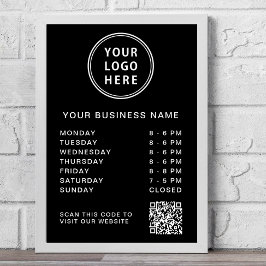 Logotyp - QR-kod, svart, arbetstid Poster