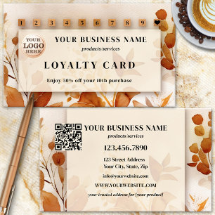 Logotyp QR-kod Terra Cotta Watercolor Blommig Lojalitetskort