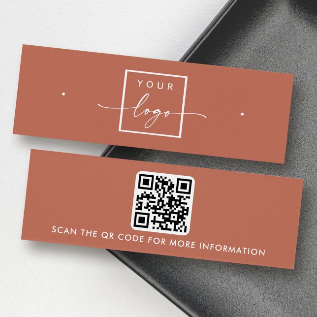 Logotyp QR-kod terracotta studerade visning kort (Logo QR code terracotta stud earring display card)