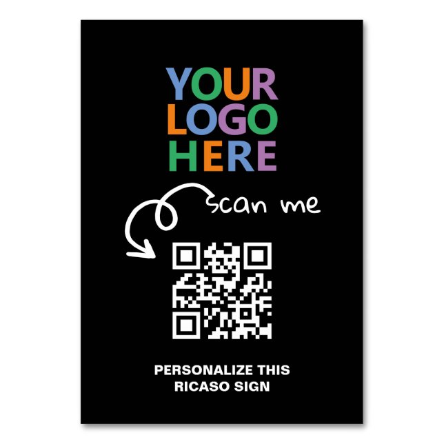 Logotyp QR-kod Text Anpassade Personliga Bordskort (Framsidan)