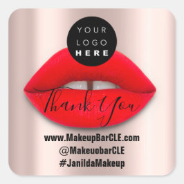 Logotyp QR-koden Namn - Tack för att du köper Red  Fyrkantigt Klistermärke