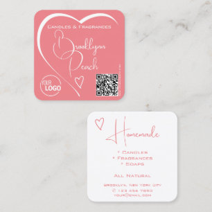 Logotyp QR-kodmall Kalligrafi Rosa hjärta Fyrkantigt Visitkort