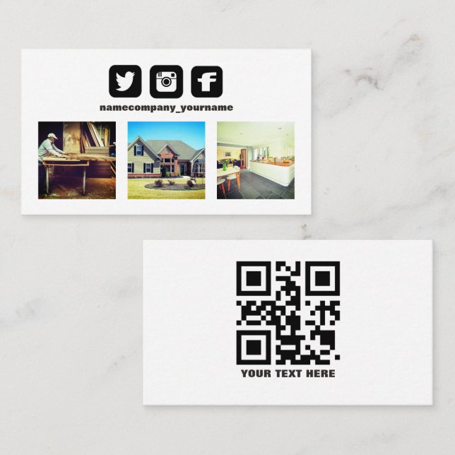 Logotyp QR-kodsfoto social medieikoner Business Ca Visitkort (Fram/baksida)