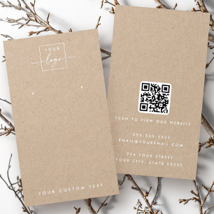 Logotyp QR Kraft papper visning för öronring Visitkort