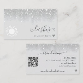 Logotyp QR-mall Söt Vita Silver Glitter Visitkort